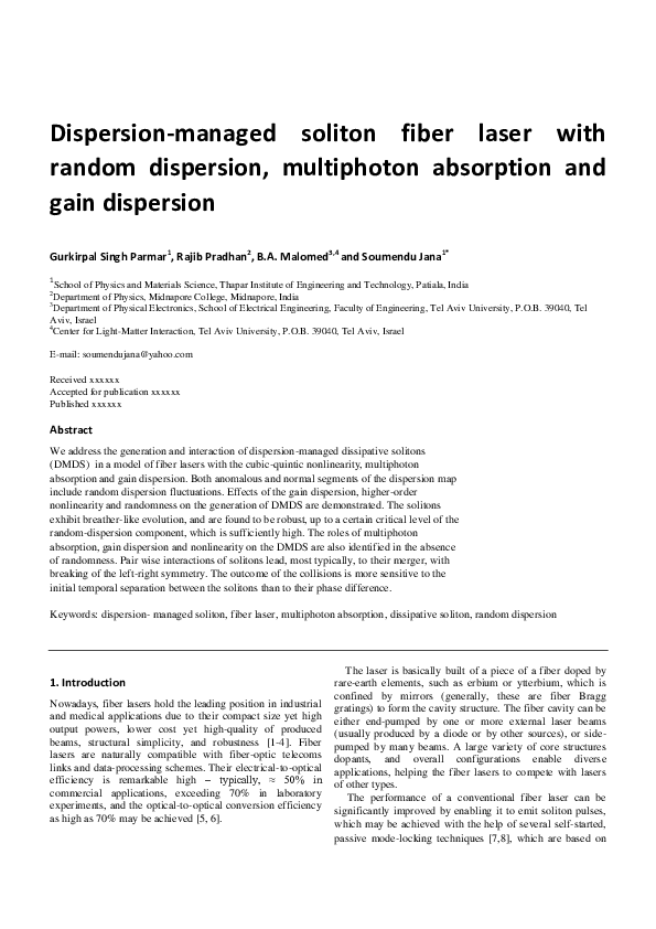 (PDF) Dispersion-managed soliton fiber laser with random dispersion ...