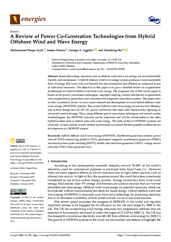 (PDF) A Review of Power Co-Generation Technologies from Hybrid Offshore ...