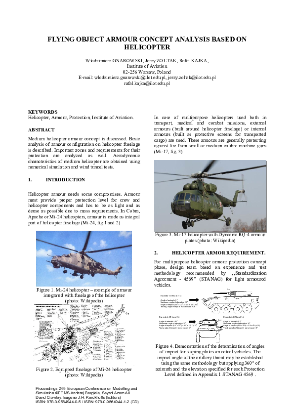 (PDF) Flying Object Armour Concept Analysis Based On Helicopter