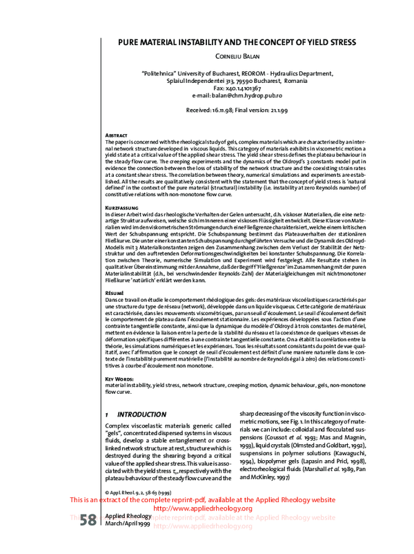 (PDF) Pure Material Instability and the Concept of Yield Stress