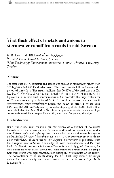 (PDF) First flush effect of metals and anions in stormwater runoff from ...
