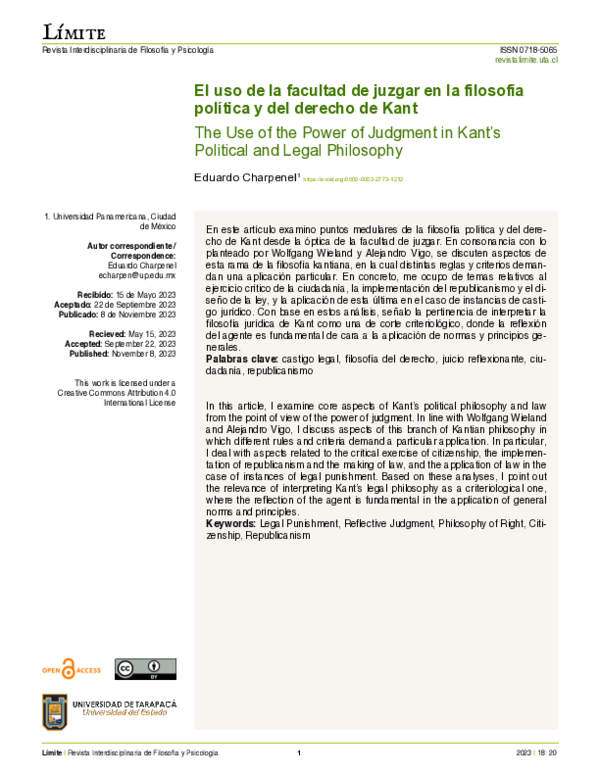 El uso de la facultad de juzgar en la filosofía política y del derecho de Kant