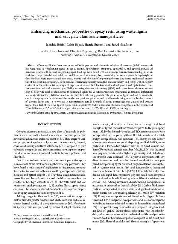 (PDF) Enhancing mechanical properties of epoxy resin using waste lignin ...