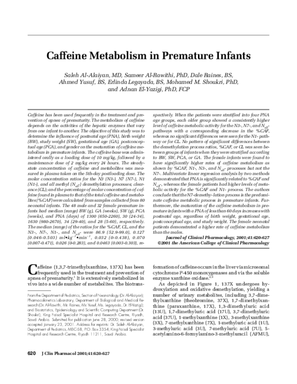 (PDF) Caffeine Metabolism in Premature Infants