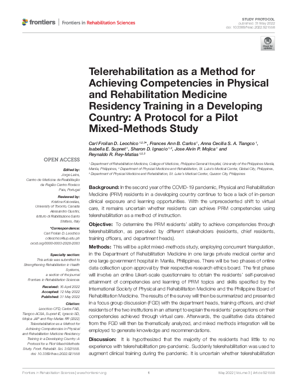 (PDF) Telerehabilitation as a Method for Achieving Competencies in ...