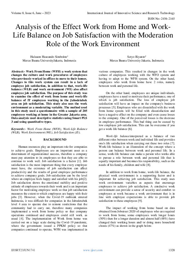 (PDF) Analysis of the Effect Work from Home and Work- Life Balance on ...