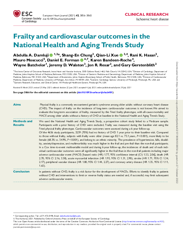 (PDF) Frailty and cardiovascular outcomes in the National Health and ...