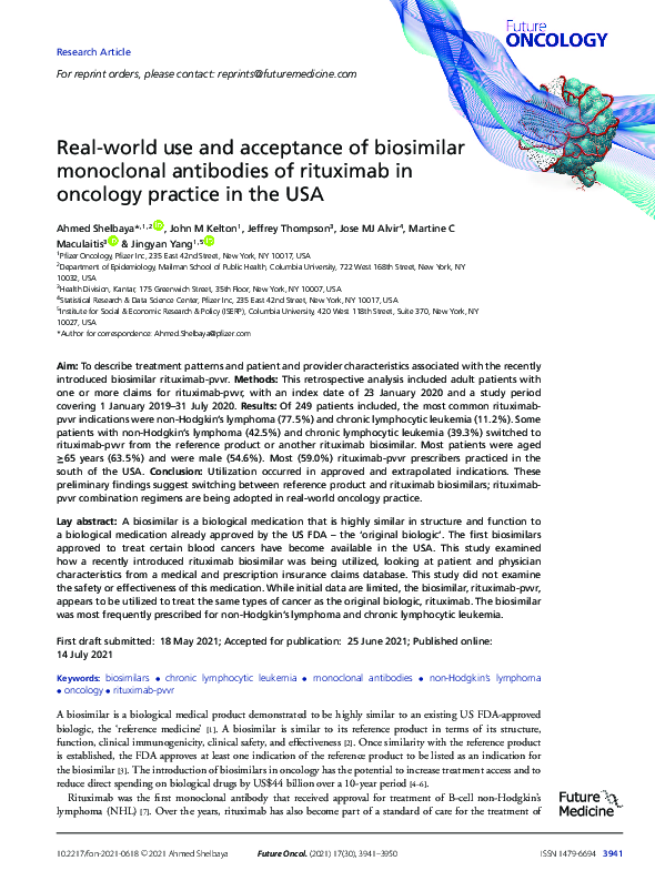 (PDF) Real-world use and acceptance of biosimilar monoclonal antibodies ...