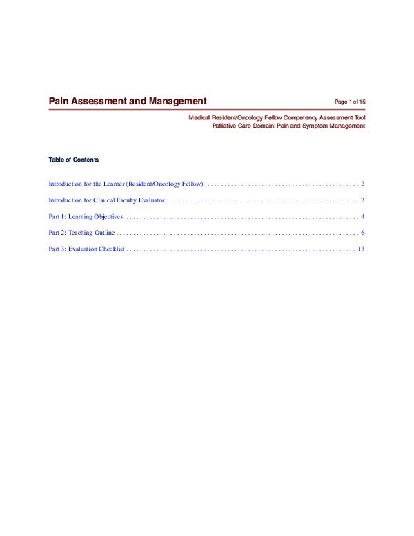 (PDF) Pain assessment and management