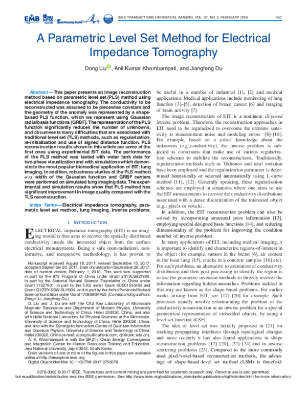 (PDF) A Parametric Level Set Method for Electrical Impedance Tomography