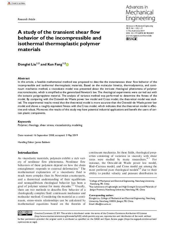 (PDF) A study of the transient shear flow behavior of the ...