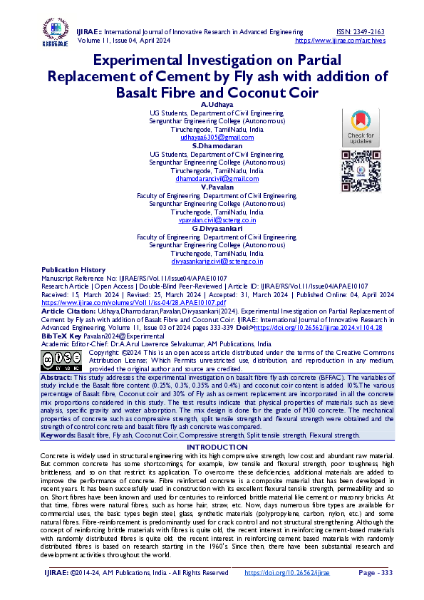 (PDF) Experimental Investigation on Partial Replacement of Cement by ...