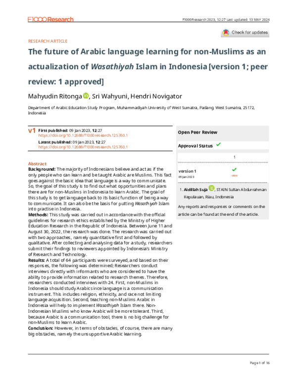 (PDF) The future of Arabic language learning for non-Muslims as an ...