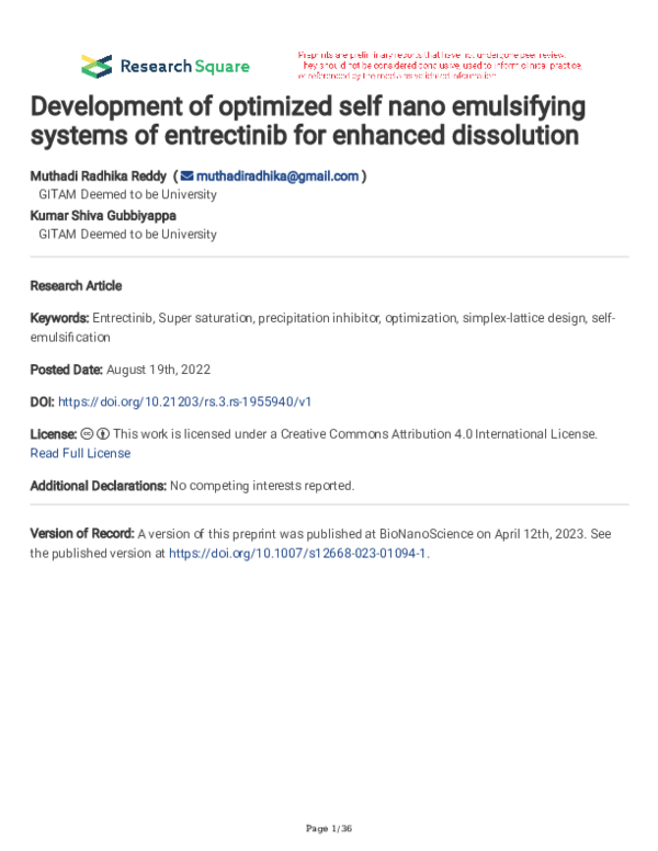 (PDF) Development of optimized self nano emulsifying systems of ...