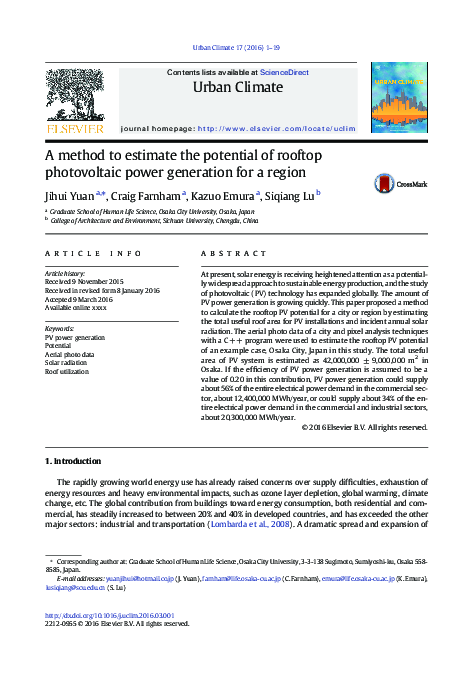 (PDF) A method to estimate the potential of rooftop photovoltaic power ...