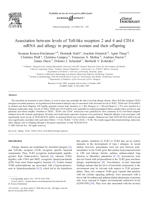 (PDF) Association between levels of Toll-like receptors 2 and 4 and ...