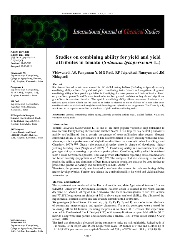 (PDF) Studies on combining ability for yield and yield attributes in ...