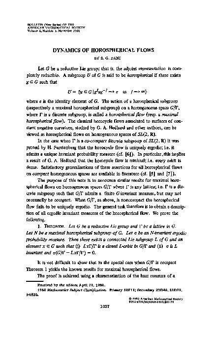 (PDF) Dynamics of horospherical flows