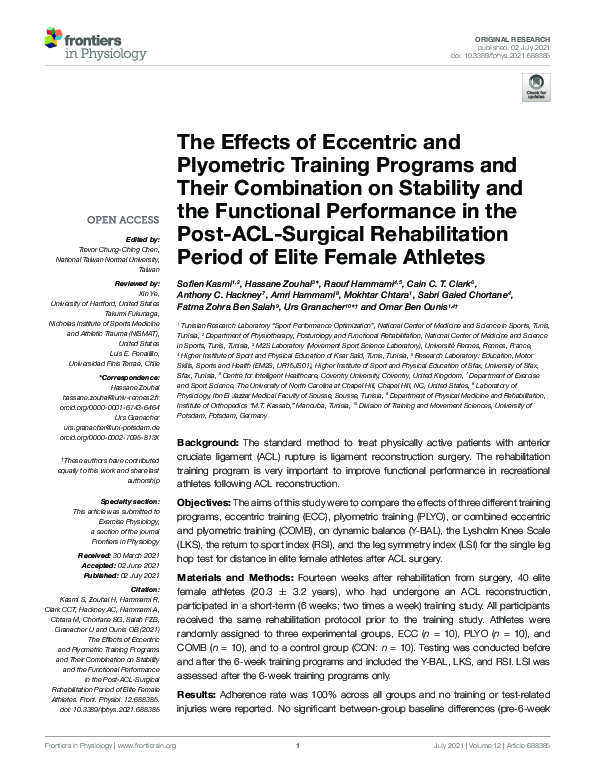 (PDF) The Effects of Eccentric and Plyometric Training Programs and ...