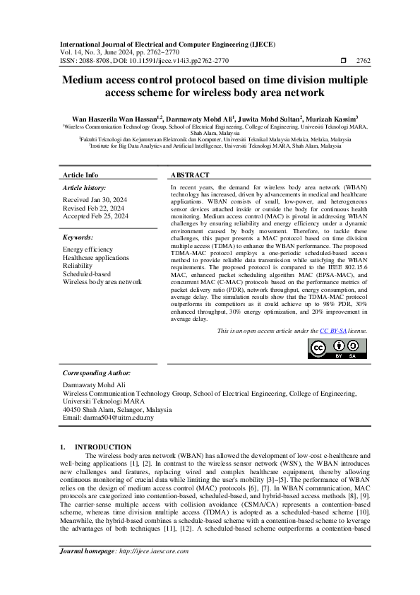 (PDF) Medium access control protocol based on time division multiple ...
