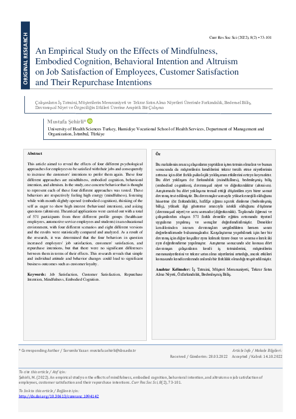(PDF) An Empirical Study On The Effects of Mindfulness, Embodied ...