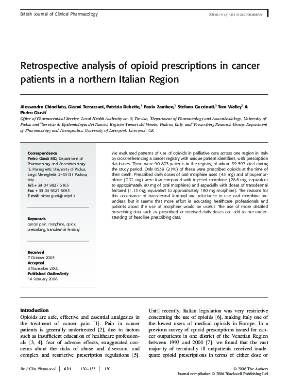 (PDF) Retrospective analysis of opioid prescriptions in cancer patients ...