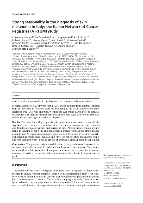 (PDF) Strong Seasonality in the Diagnosis of Skin Melanoma in Italy ...