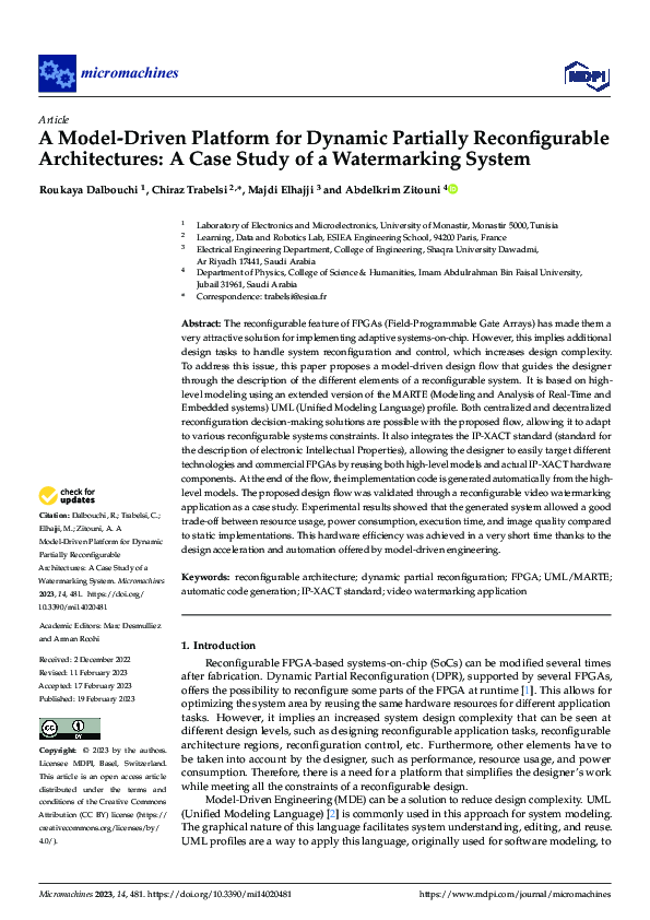 (PDF) A Model-Driven Platform for Dynamic Partially Reconfigurable ...