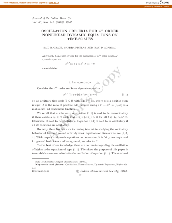 (PDF) Oscillation Criteria for n th Order Nonlinear Dynamic Equations ...