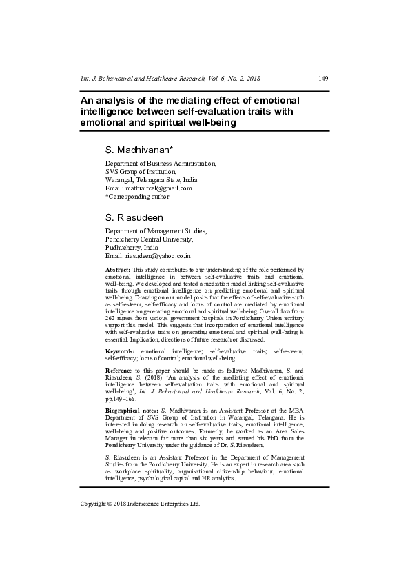 (PDF) An analysis of the mediating effect of emotional intelligence ...