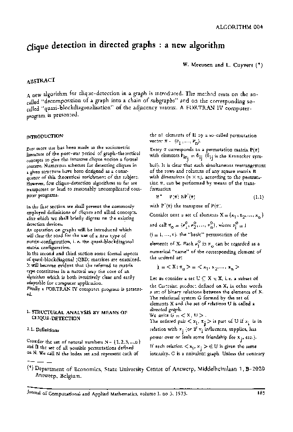 (PDF) Clique detection in directed graphs: a new algorithm