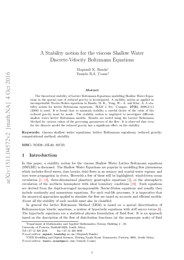(PDF) A Stability Notion for the viscous Shallow Water Lattice ...