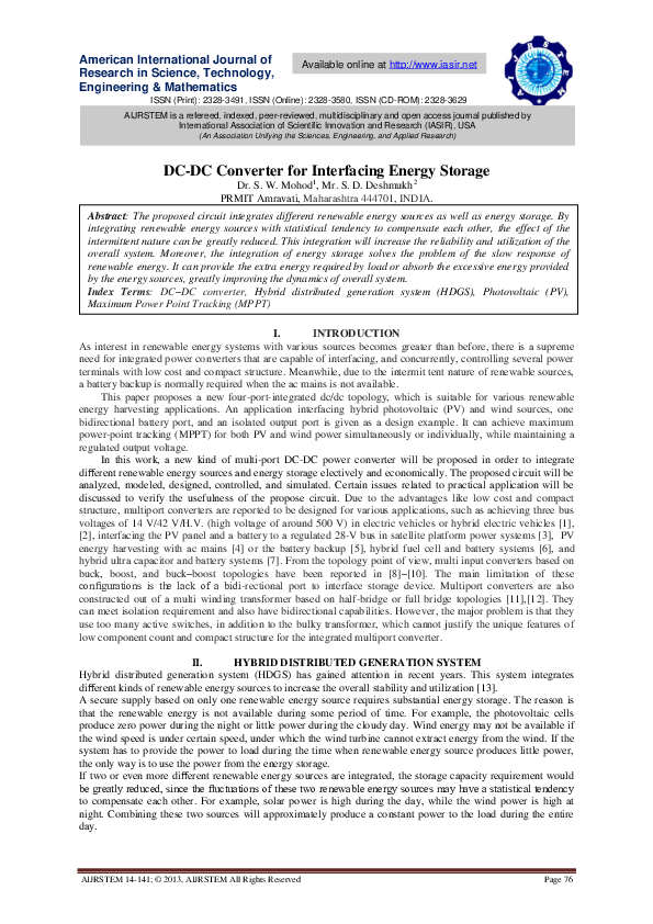 (PDF) DC-DC Converter for Interfacing Energy Storage
