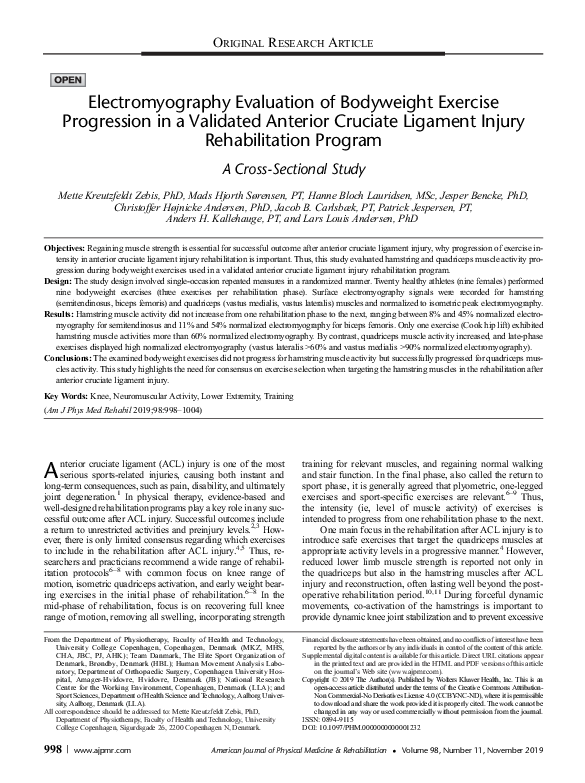 (PDF) Electromyography Evaluation of Bodyweight Exercise Progression in ...