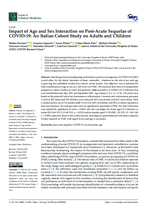 (PDF) Impact of Age and Sex Interaction on Post-Acute Sequelae of COVID ...