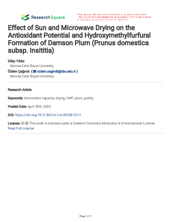 (PDF) Effect of Sun and Microwave Drying on the Antioxidant Potential ...