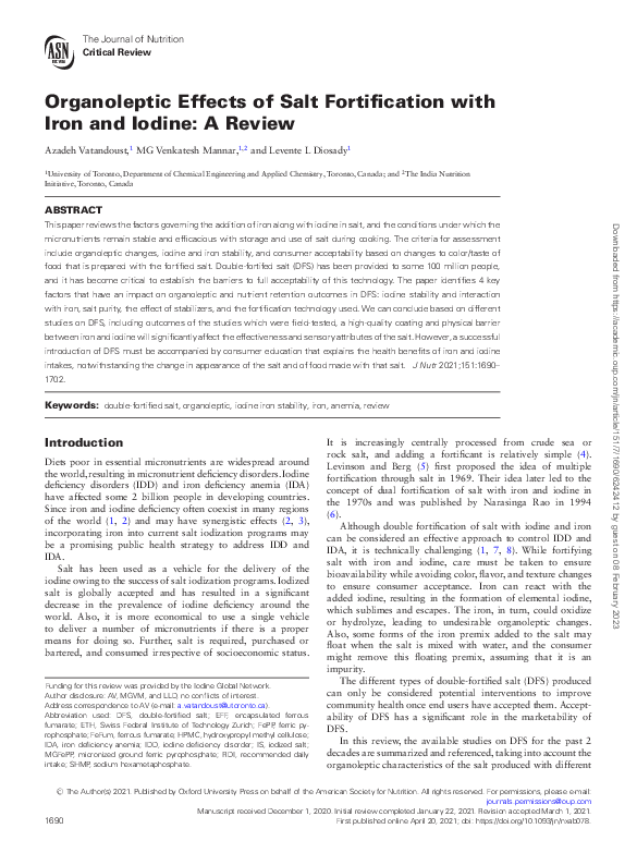 (PDF) Organoleptic Effects of Salt Fortification with Iron and Iodine ...