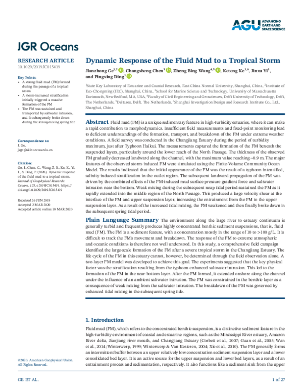(PDF) Dynamic Response of the Fluid Mud to a Tropical Storm