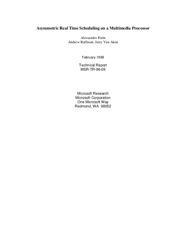 (PDF) Asymmetric Real Time Scheduling on a Multimedia Processor