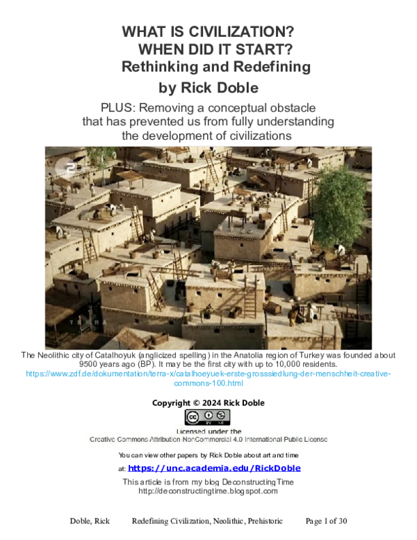 (PDF) WHAT IS CIVILIZATION? WHEN DID IT START? Rethinking and ...