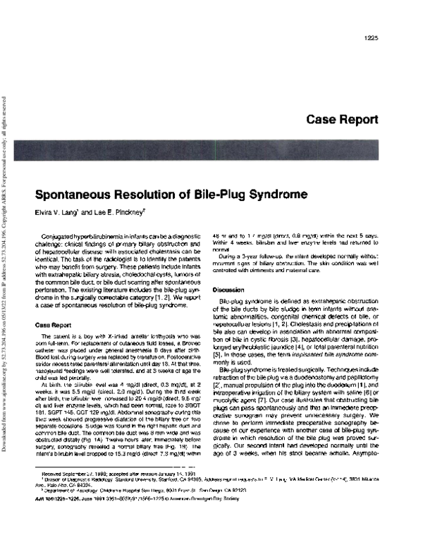 (PDF) Spontaneous resolution of bile-plug syndrome