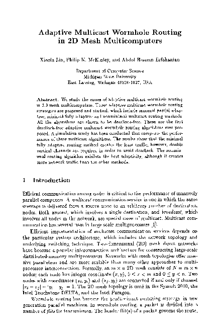 (PDF) Adaptive Multicast Wormhole Routing in 2D Mesh Multicomputers
