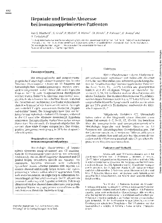 (PDF) Hepatale und lienale Abszesse bei immunsupprimierten Patienten