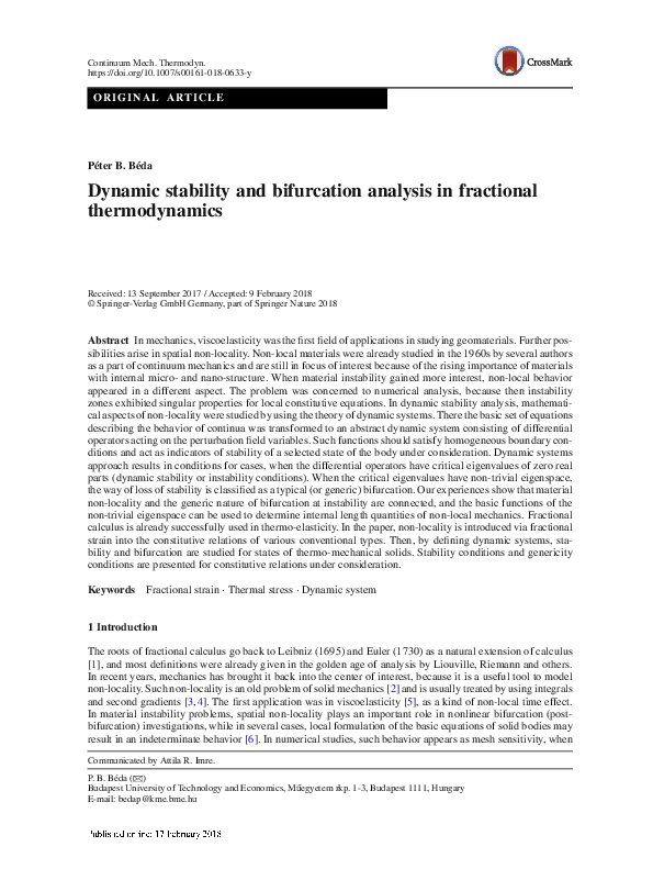 (PDF) Dynamic stability and bifurcation analysis in fractional ...
