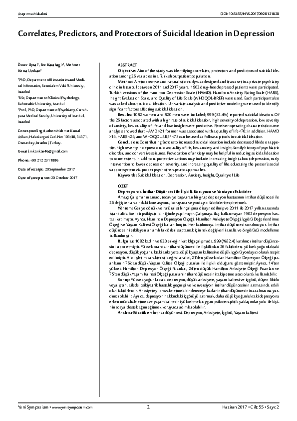 (PDF) Correlates, Predictors, and Protectors of Suicidal Ideation in ...