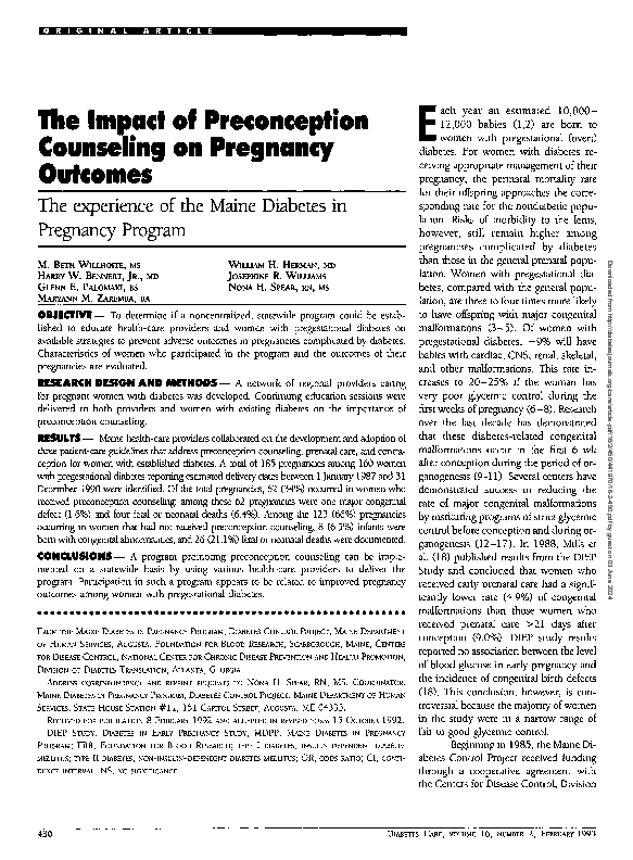 (PDF) The Impact of Preconception Counseling on Pregnancy Outcomes: The ...