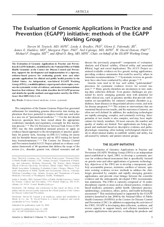 (PDF) The Evaluation of Genomic Applications in Practice and Prevention ...