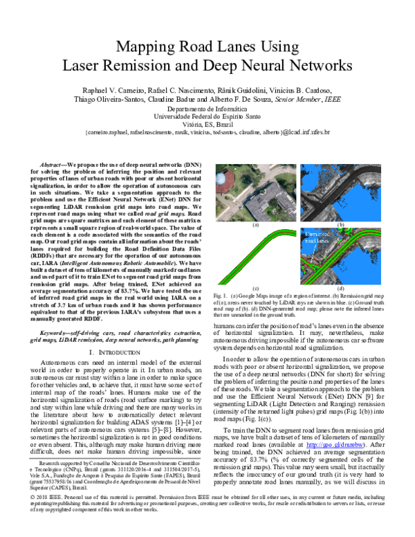 (PDF) Mapping Road Lanes Using Laser Remission and Deep Neural Networks