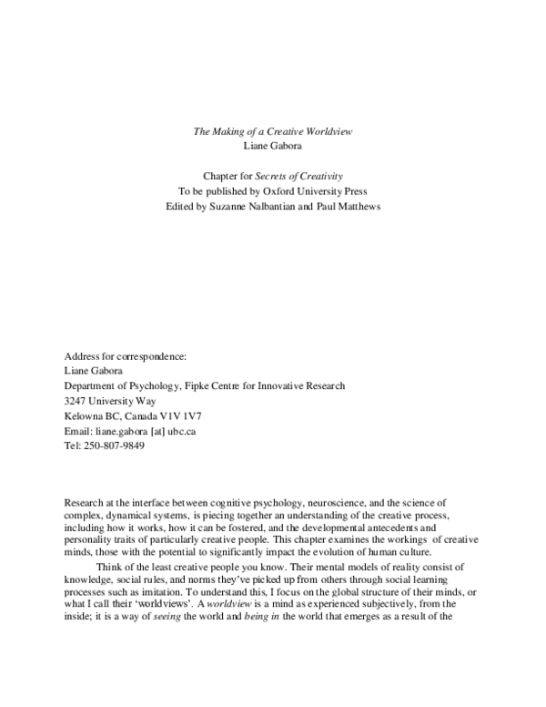(PDF) The Making of a Creative Worldview