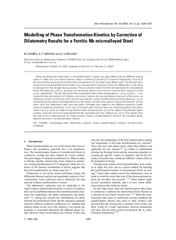 (PDF) Modelling of Phase Transformation Kinetics by Correction of ...